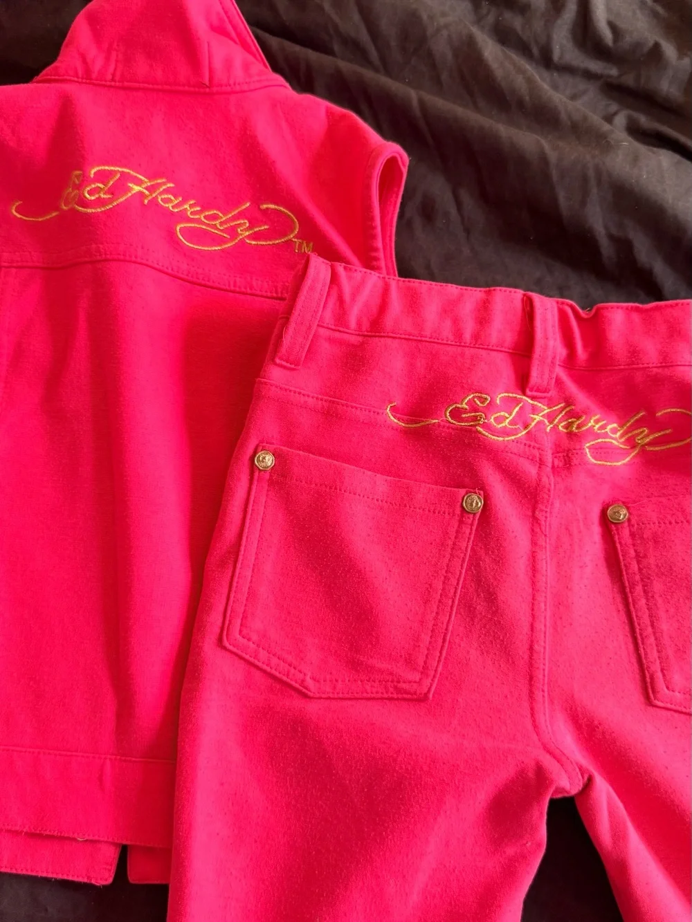 Ed Hardy Hot Pink Girls' Two-Piece Denim Vest & Jeans Set